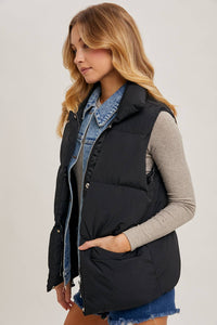 Denim Layered Puffer Vest