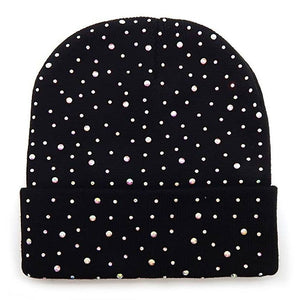 Rhinestone Beanie Black or White