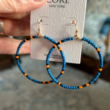 Load image into Gallery viewer, Beaded Hoops Multi Blue

